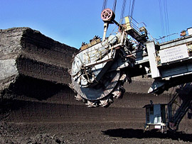 lom Vršany těžba samotného uhlí