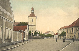 Lípová ulice a kostel 1917
